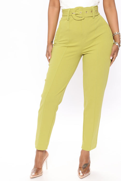 Olivia Belted Trouser - Chartreuse | Fashion Nova, Pants | Fashion