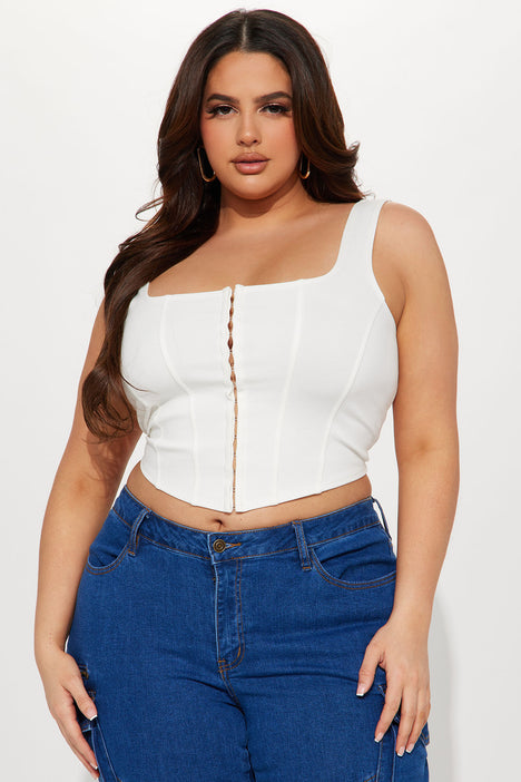 CROPPED CORSELET CORINO WITHE - Plus Size Bella Bia