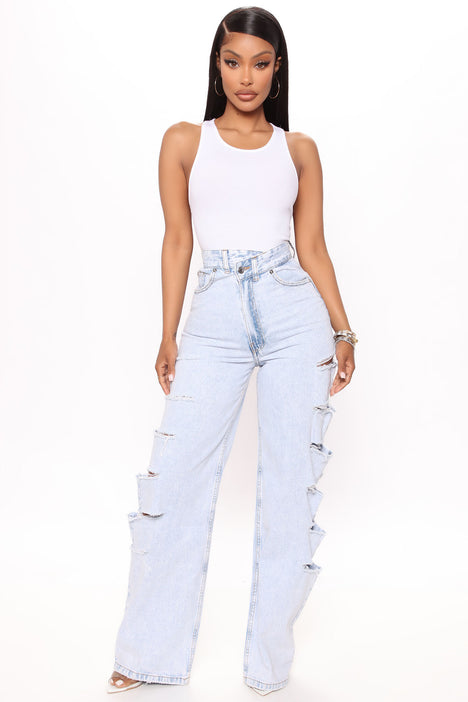 High Street Wash Destroyed Spider Web Straight Leg Jeans  Straight leg  jeans, Jeans and crop top outfit, Air max outfit women