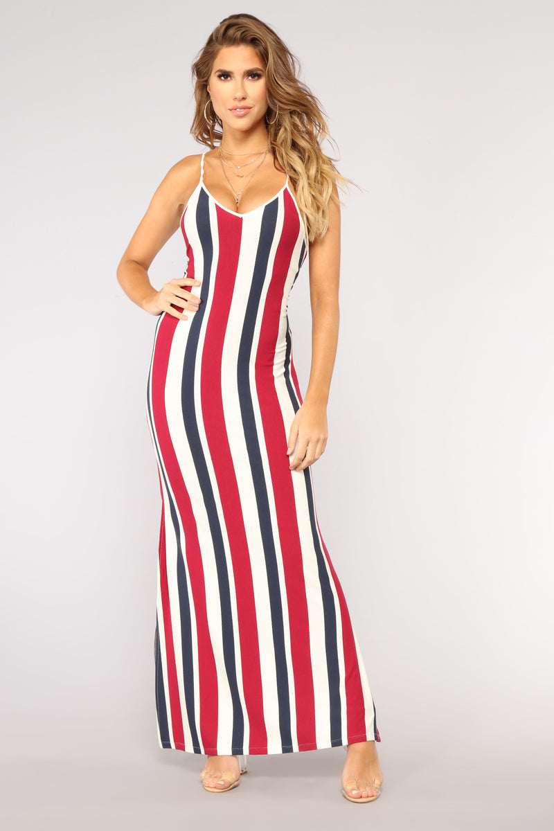 Brighton Maxi Dress - White/Red/Navy | Fashion Nova, Dresses | Fashion Nova