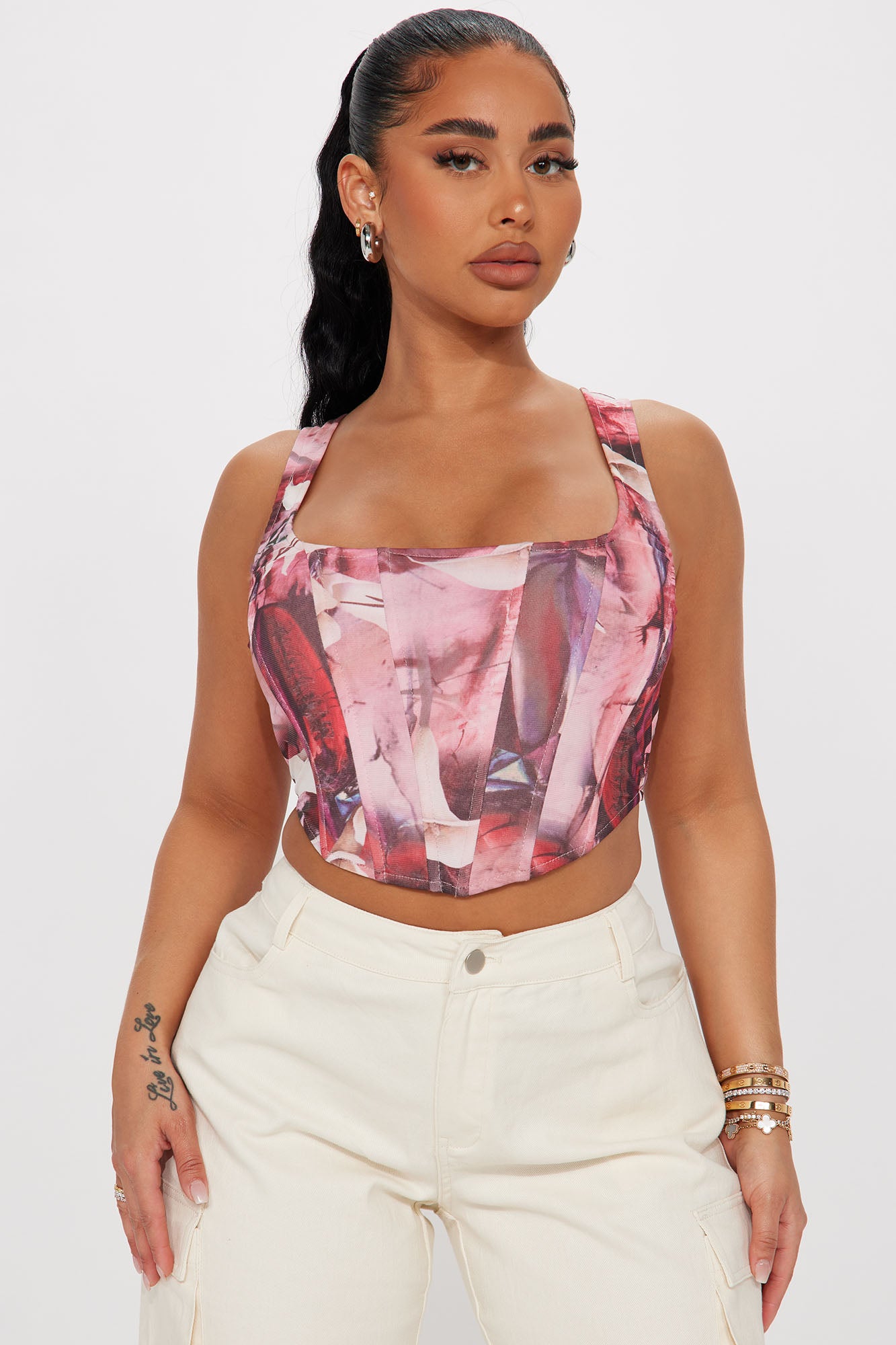 Trying With You Corset Top - Pink/combo, Fashion Nova, Knit Tops