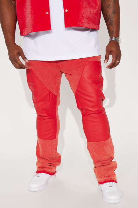 Out There Stacked Skinny Flared Jeans - Red, Fashion Nova, Mens Jeans