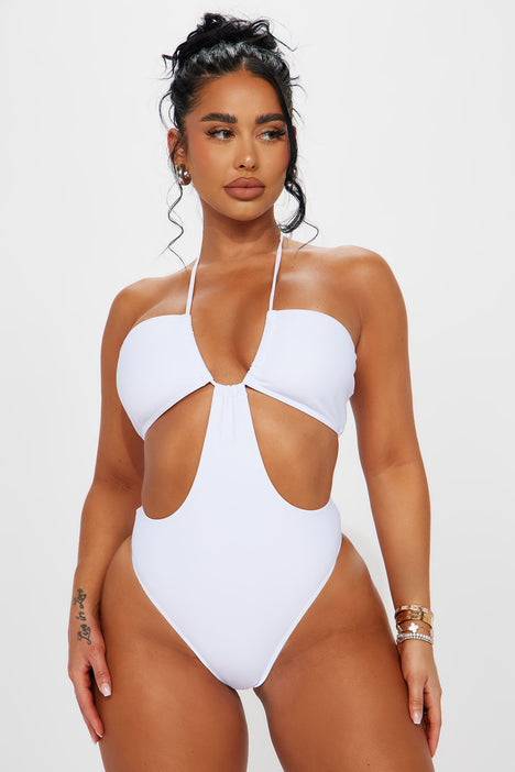 Classic Babe 1 Piece Swimsuit - White, Fashion Nova, Swimwear