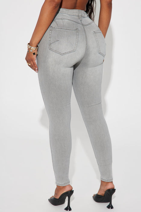 Beacon Booty Lifting Ripped High Rise Stretch Skinny Jeans - Grey, Fashion  Nova, Jeans