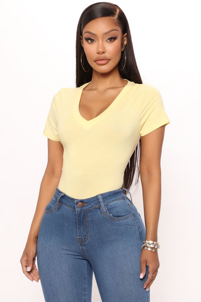 Jess V Neck Short Sleeve Top - Navy, Fashion Nova, Basic Tops & Bodysuits