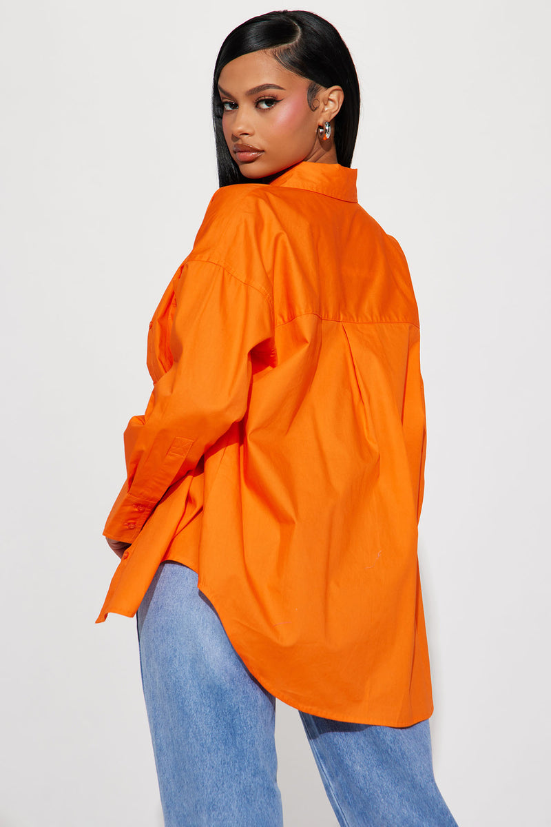Closet Staple Poplin Shirt - Orange | Fashion Nova, Shirts & Blouses ...