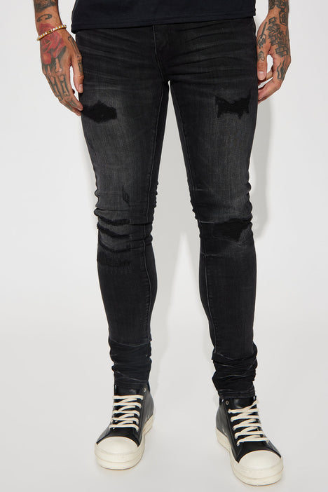 Kangoeroe Barcelona Bemiddelen Stay Real Ripped Stacked Skinny Jeans - Black | Fashion Nova, Mens Jeans |  Fashion Nova