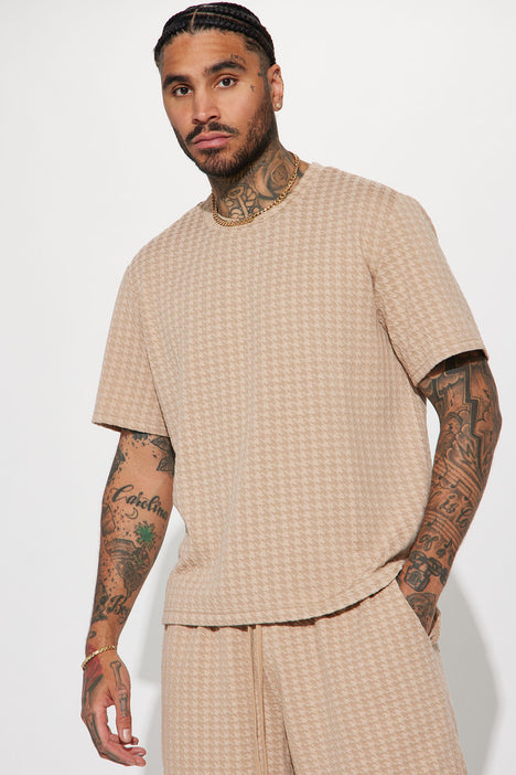 Follow Me Textured Short Sleeve Tee - Tan