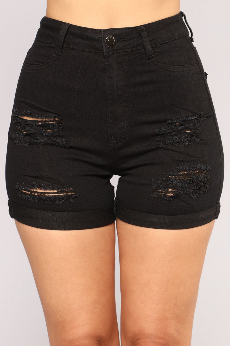 A Moment At A Time Distressed Bermuda Shorts - Black | Fashion Nova ...