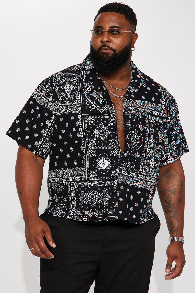 Paisley Collage Short Sleeve Button Up - Black | Fashion Nova, Mens ...