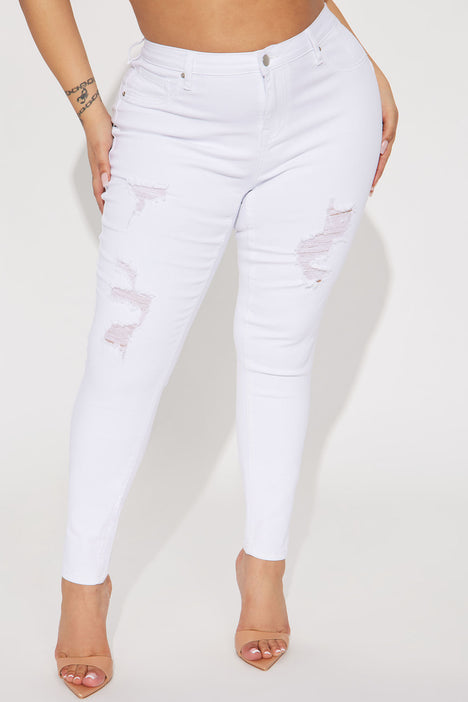 Lifting White Fashion Mid Jeans | Booty Rise | Jeans Fashion - Nova Ripped Skinny Stretch Nova, Tampa