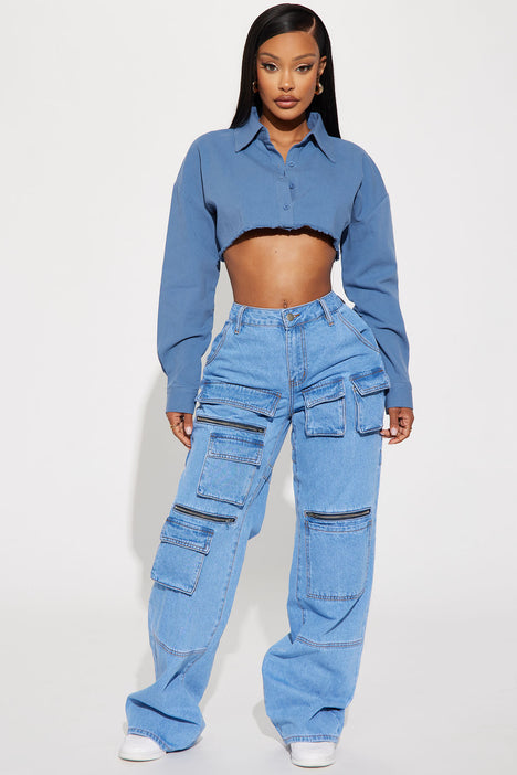 Taking A Chance Easy Waist Wide Leg Jeans - Light Wash