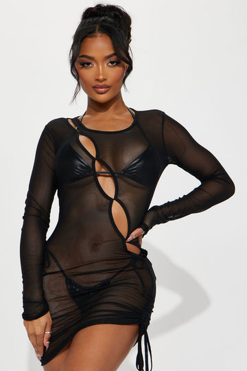 Dream Summer Mesh Cover Up Dress - Black, Fashion Nova, Swimwear