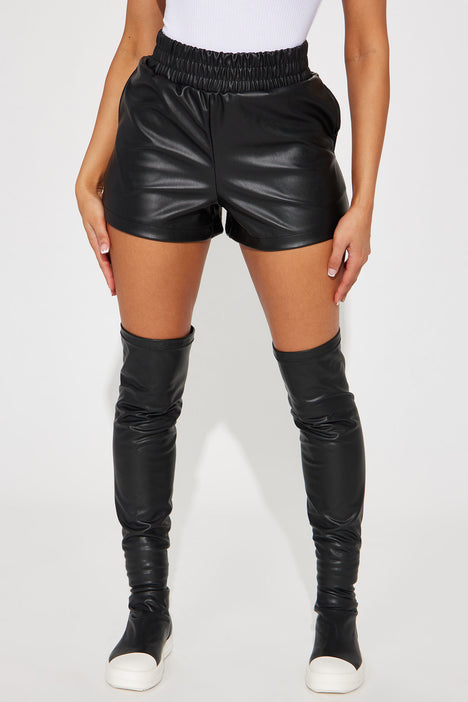 To Be Loved Faux Leather Short - Black
