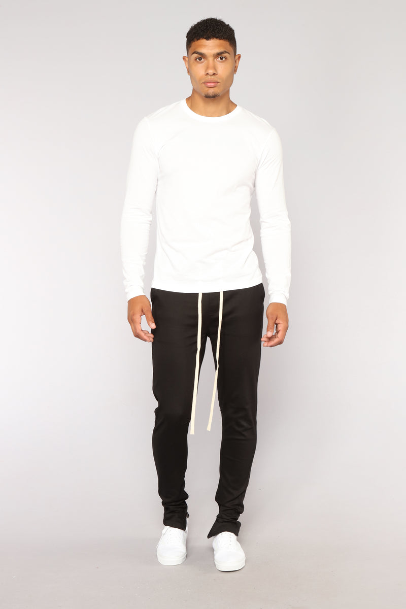 Essential Long Sleeve Crew Tee - White | Fashion Nova, Mens Tees ...