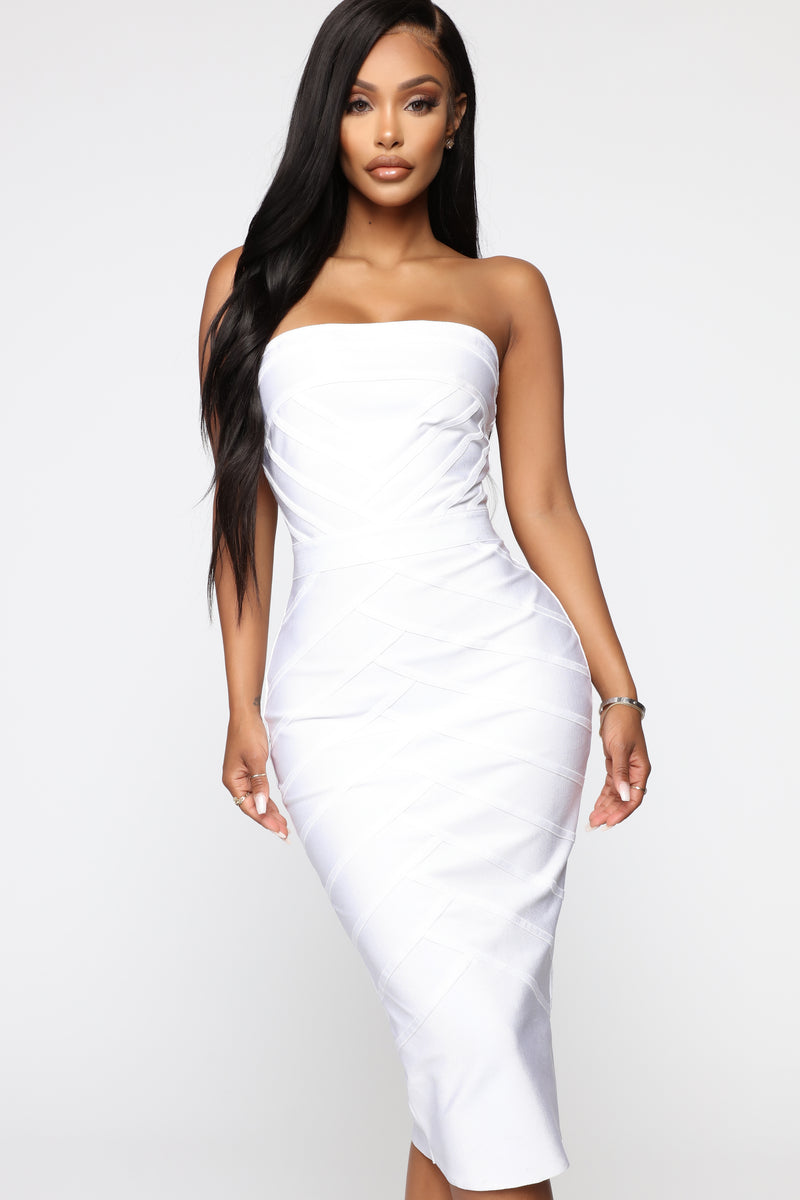 She's So Hot Bandage Mini Dress - Off White | Fashion Nova, Dresses ...