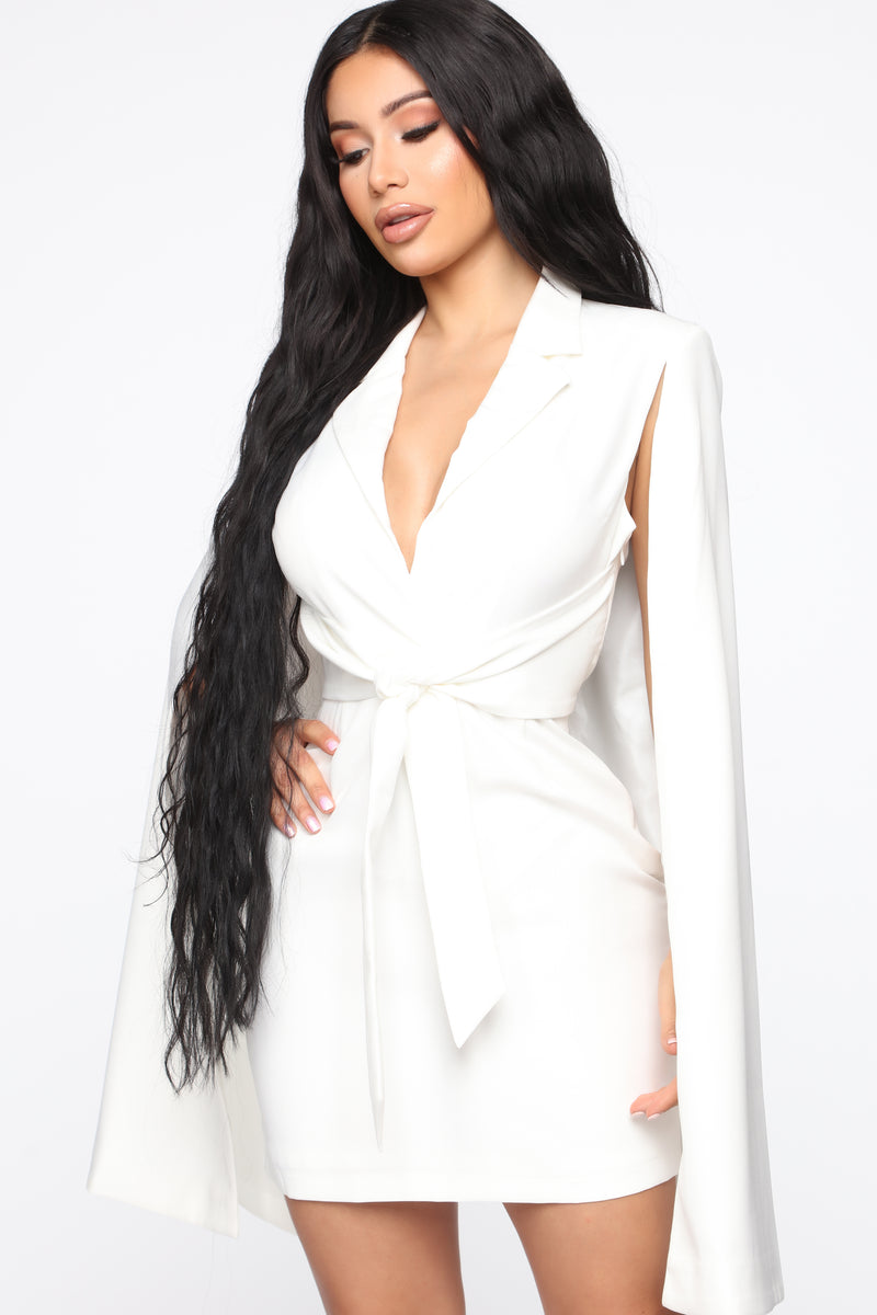 On Payroll Blazer Cape Dress - White | Fashion Nova, Dresses | Fashion Nova