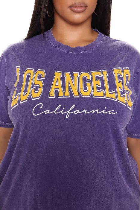 New Era Women's Los Angeles Lakers Washed Short-Sleeve T-Shirt in Purple/Purple Size XL | Cotton