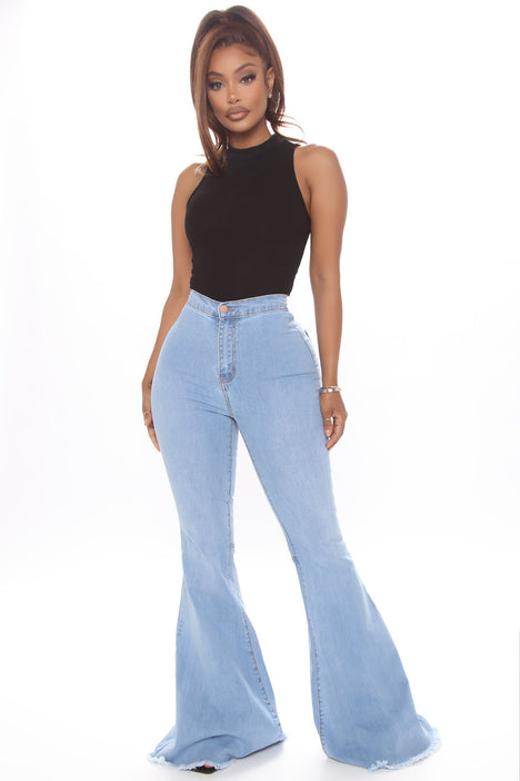 Got What You Want Flare Leg Jeans - Light Blue Wash
