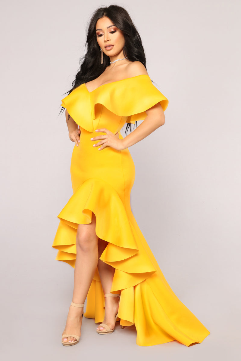 Miss You More Mermaid Dress - Yellow | Fashion Nova, Luxe | Fashion Nova