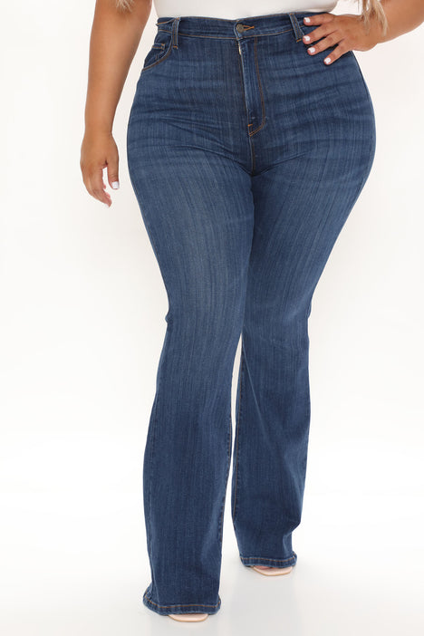 Luxurious Distressed Super Stretch Flare Jeans - Dark Wash, Fashion Nova,  Jeans