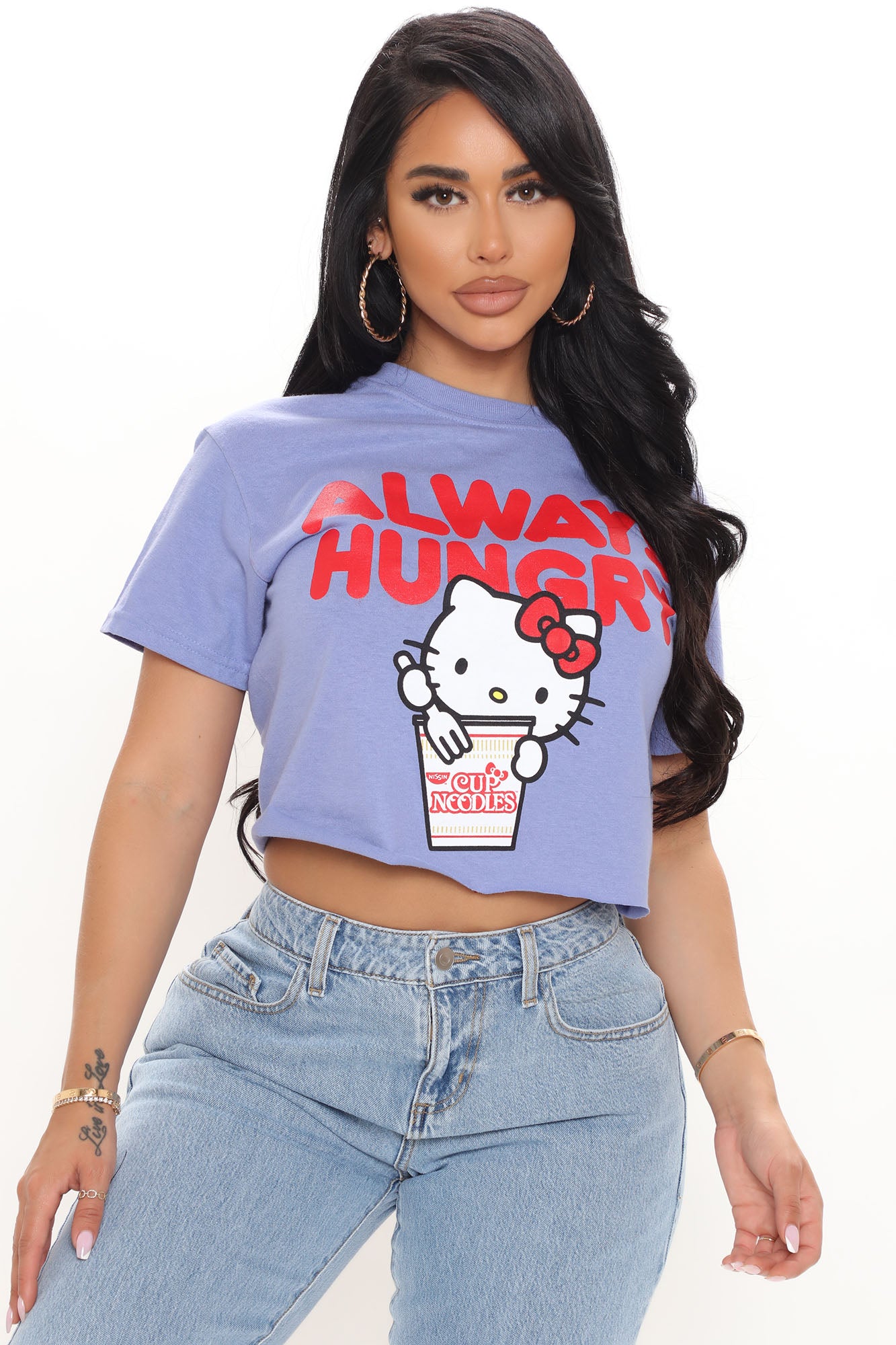 Always Hungry Hello Kitty Crop Top - Lavender