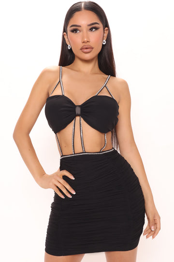 Draping Fringe Camisole and Skirt with matching mesh bandeau and G-str –  Dreamgirl