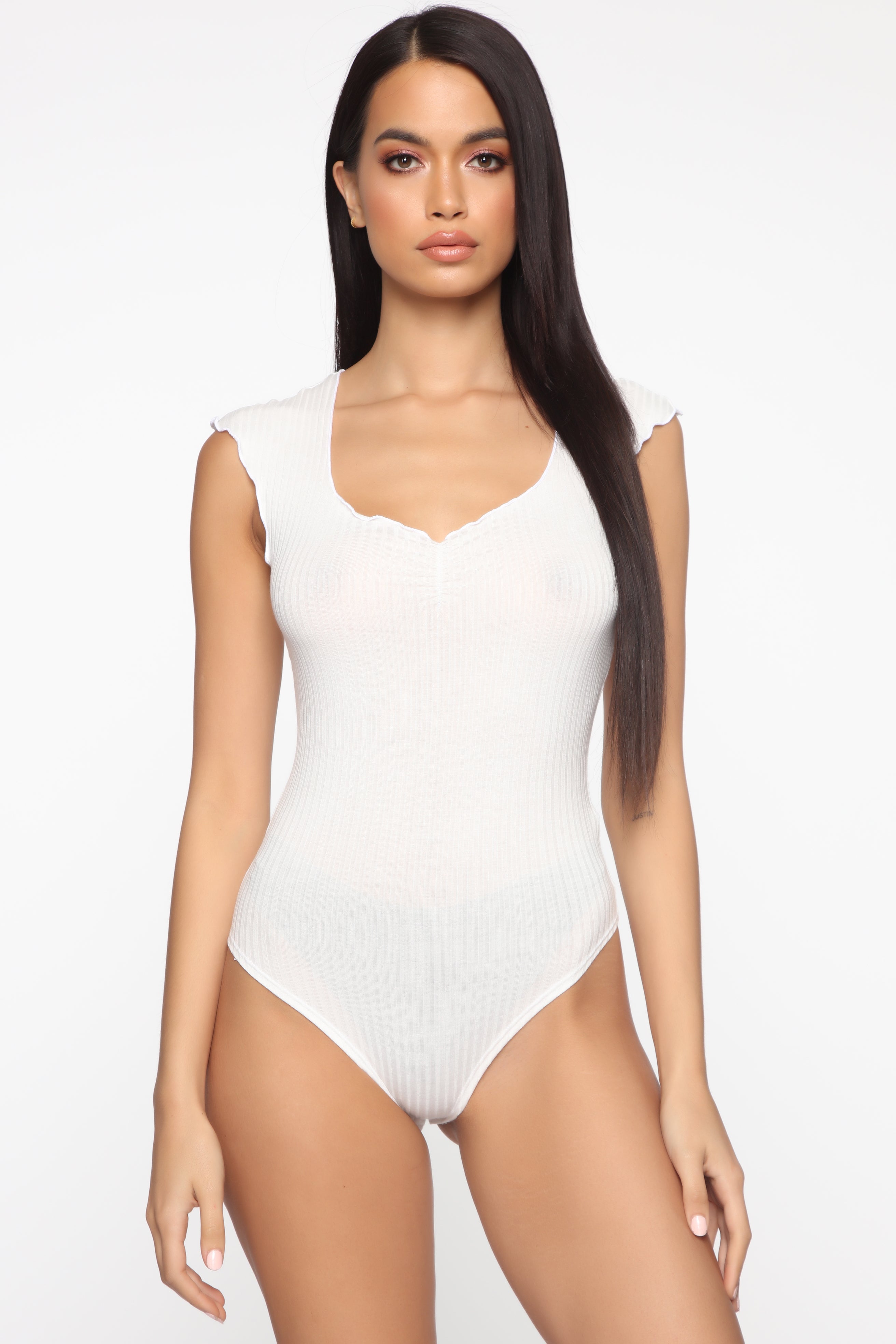 Ribbed Bodysuit - White