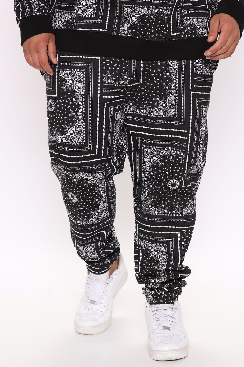Allover Bandana Print Jogger - Black/White | Fashion Nova, Mens Pants ...