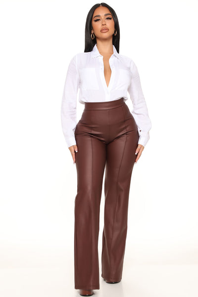 Victor Alfaro Womens Collared Open Front Wide Leg Pant Suit Brown Size -  Shop Linda's Stuff