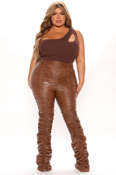 Naarden Ginger Brown Faux-Leather Pants