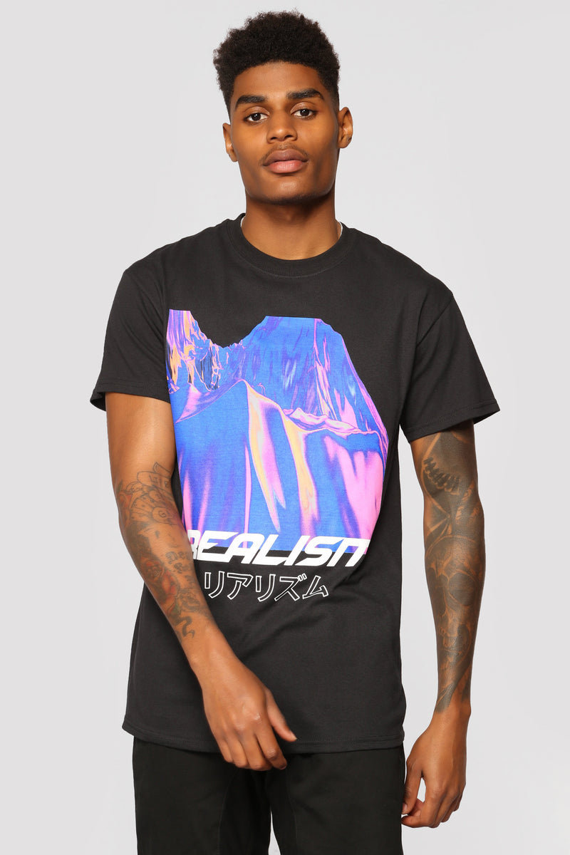 Realism Tee - Black/Blue | Fashion Nova, Mens Graphic Tees | Fashion Nova