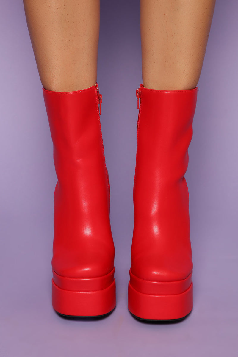 Just A Little Fun Platform Booties - Red | Fashion Nova, Shoes ...