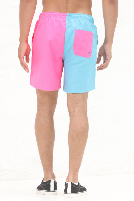 Split Personality Board Shorts - Blue/Pink