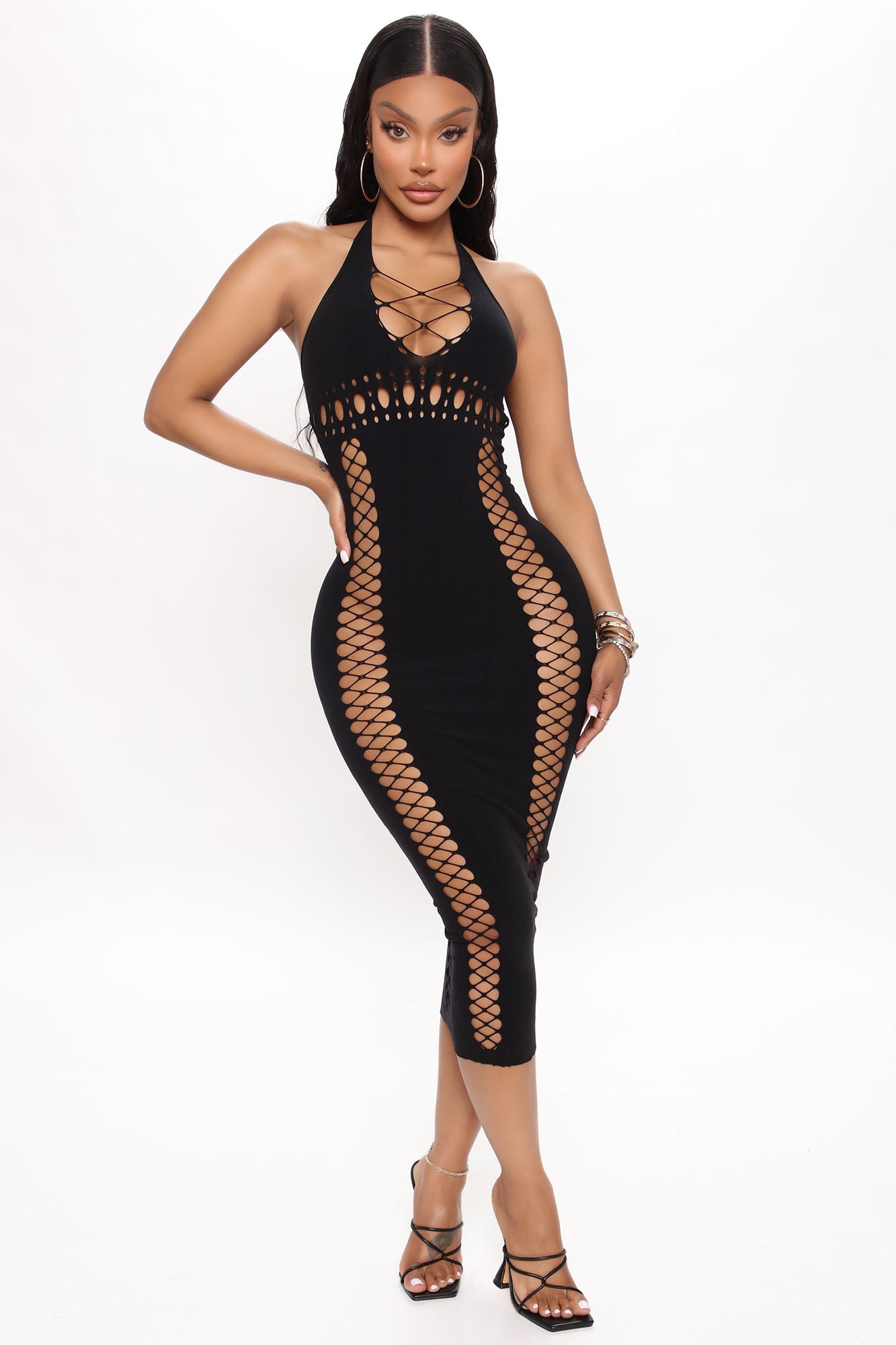 Hottest In The Room Seamless Midi Dress - Black