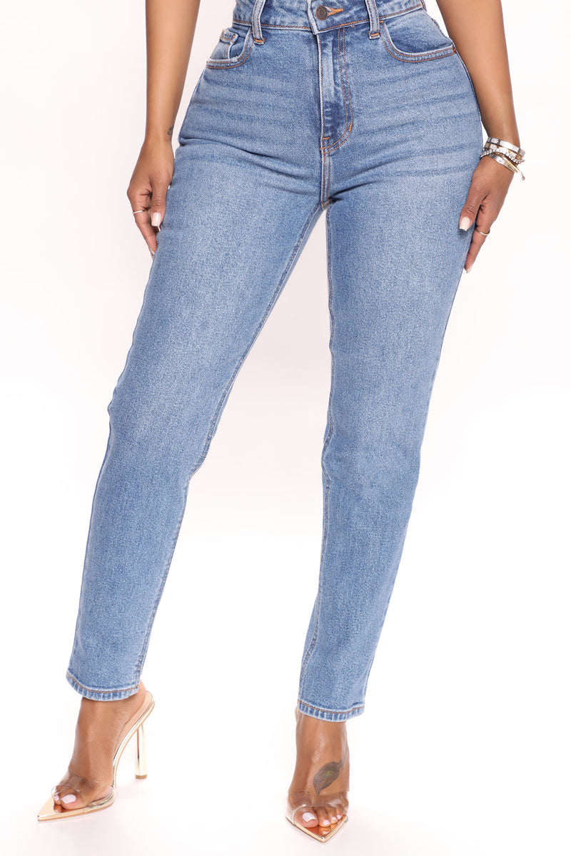 Summer Sky High Waist Slim Straight Leg Jeans - Medium Wash | Fashion ...