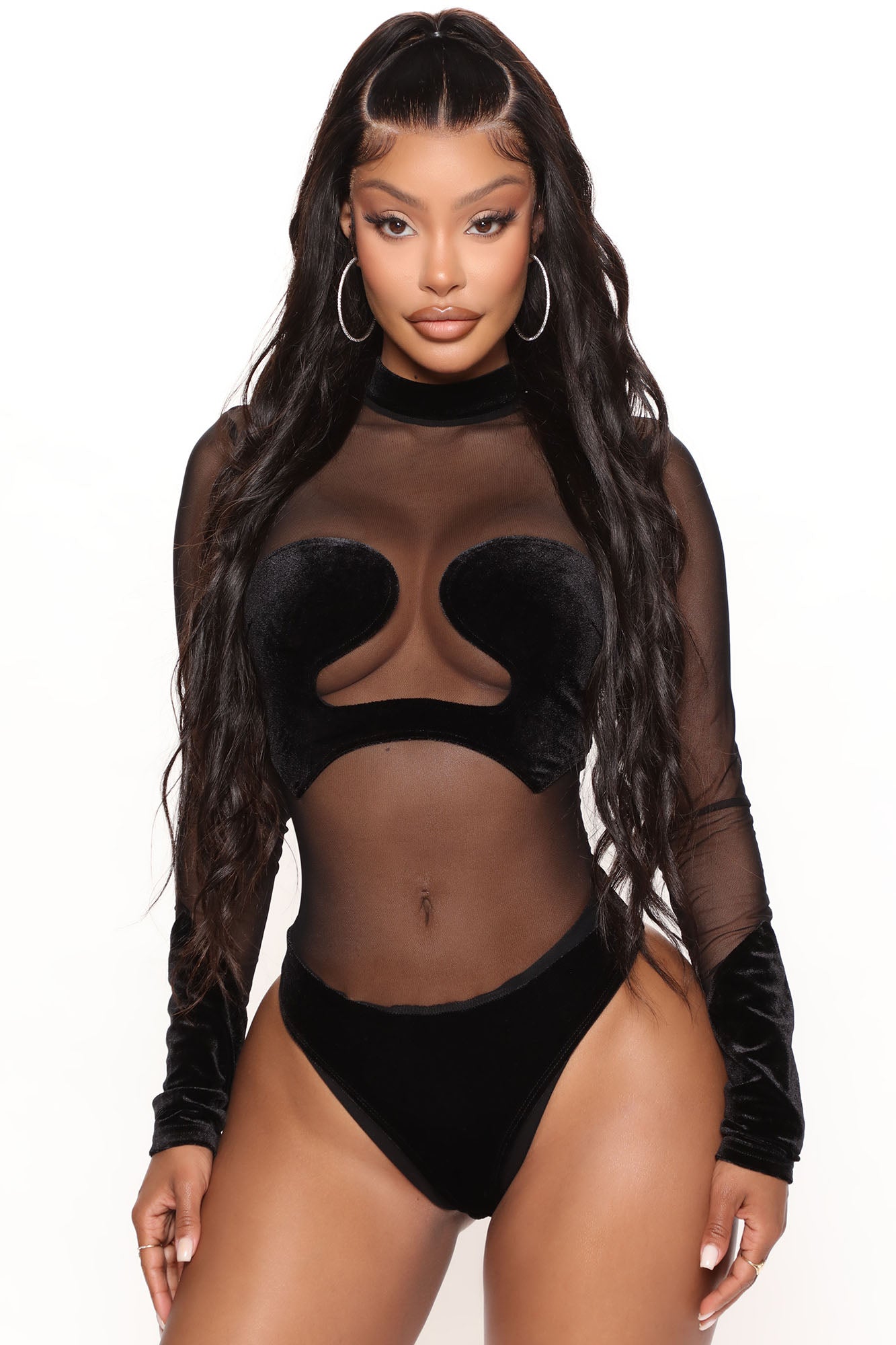 Omina Mesh Bodysuit - Black, Fashion Nova, Bodysuits