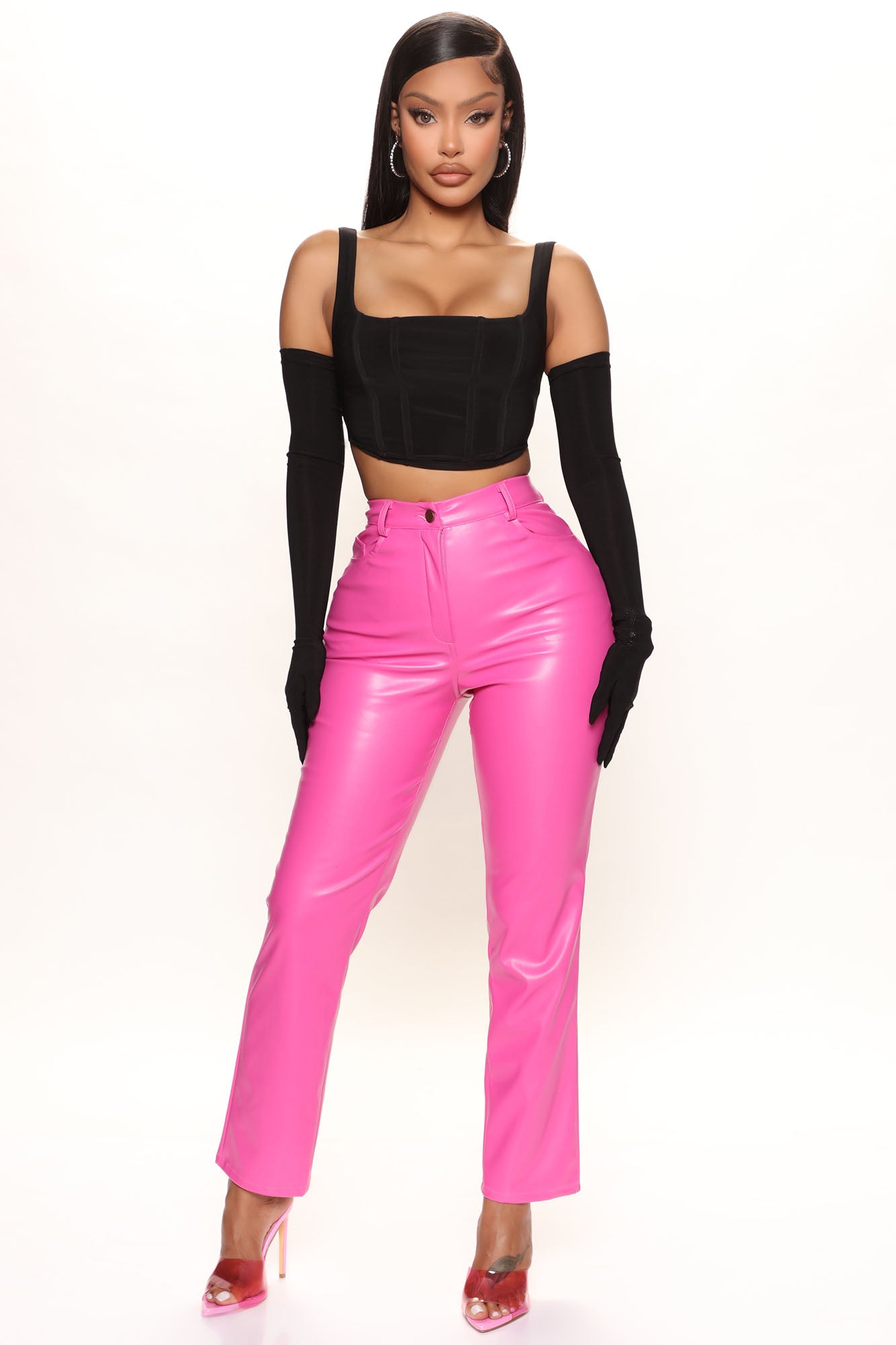 Celia stretch leather pants  Pink  NORR