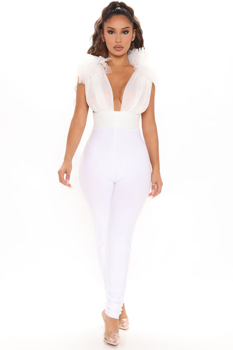 White Formal Jumpsuit Womens, Bridal White Jumpsuit, Women Onepiece for  Wedding Reception, Birthday Outfit, Sleeveless Jumpsuit With Corset -   Israel