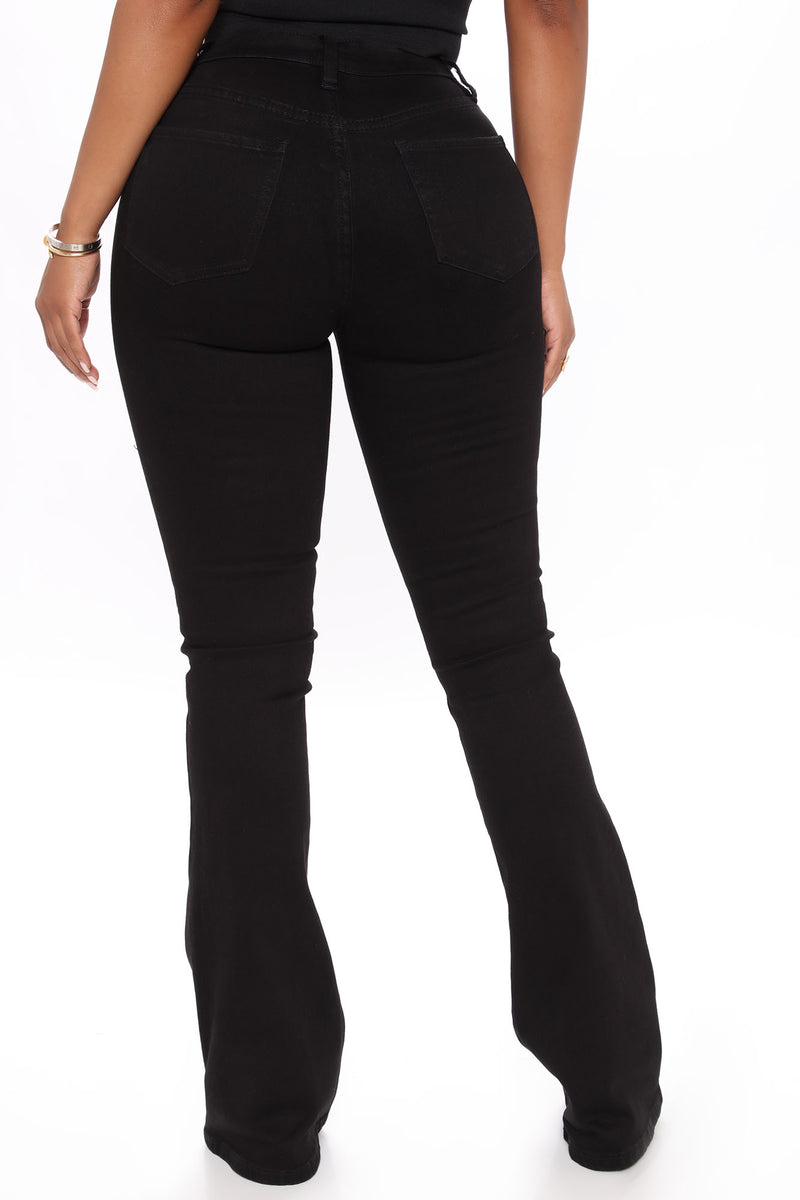 Corrine Stacked Button Flare Jeans - Black | Fashion Nova, Jeans ...