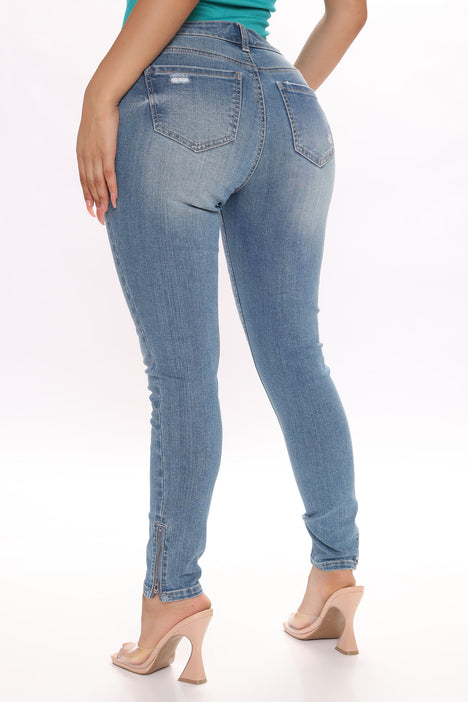 Fashion Nova Lace Up Front Fly Zipper Ankle Distressed Blue Jeans Sz 7