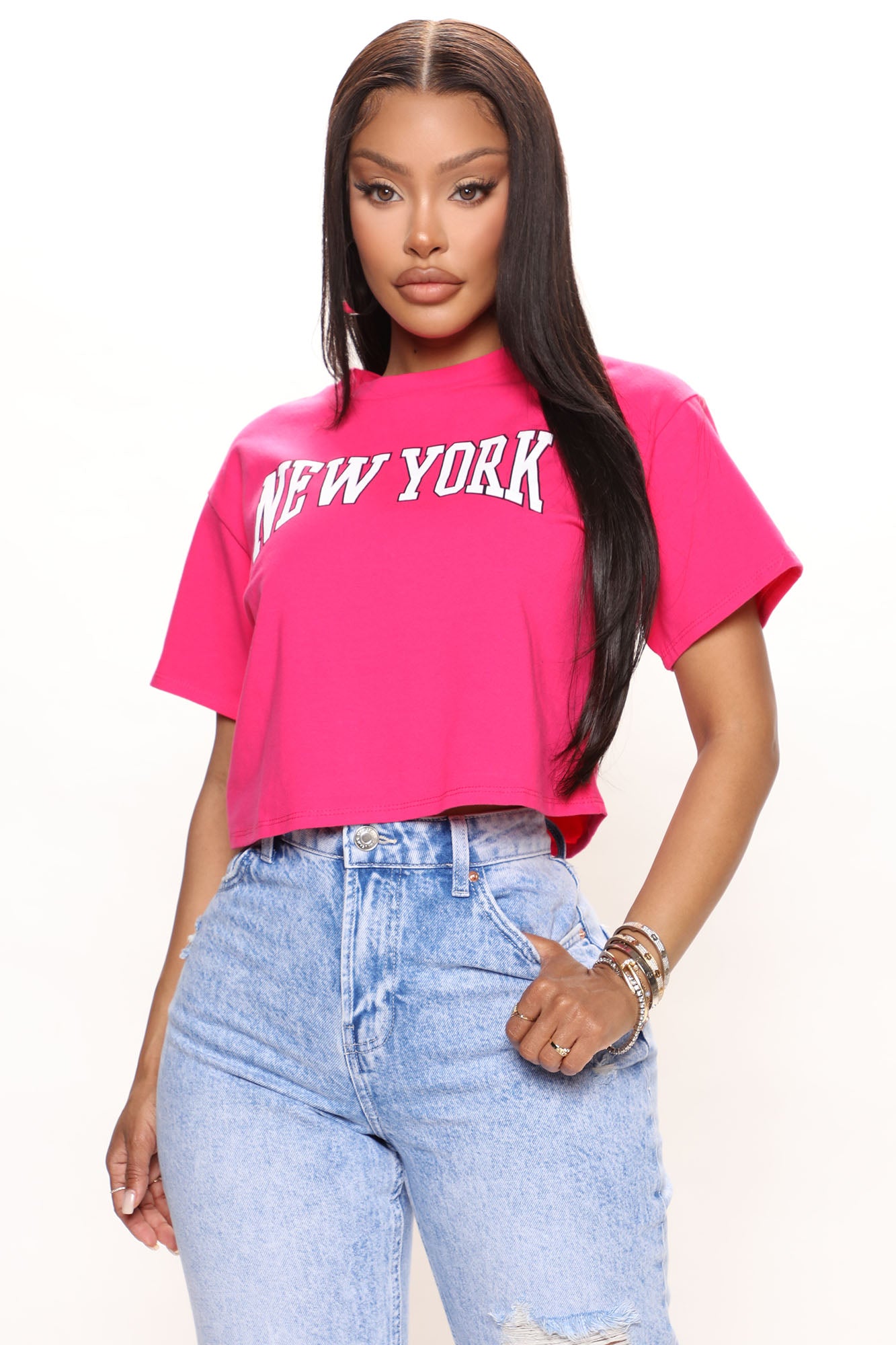 A New York Minute Crop Top - Fuchsia