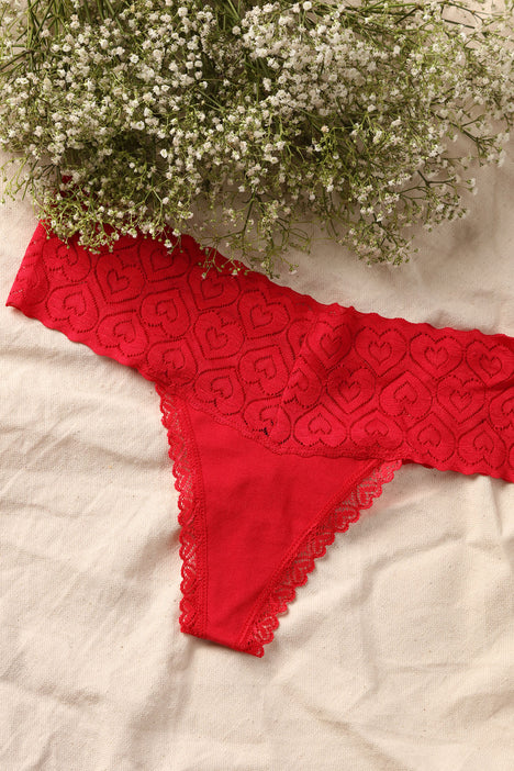 Like Magic Lace Thong Panty - Red
