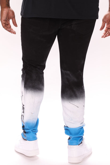Distressed Fray Hem Skinny Jeans - Black