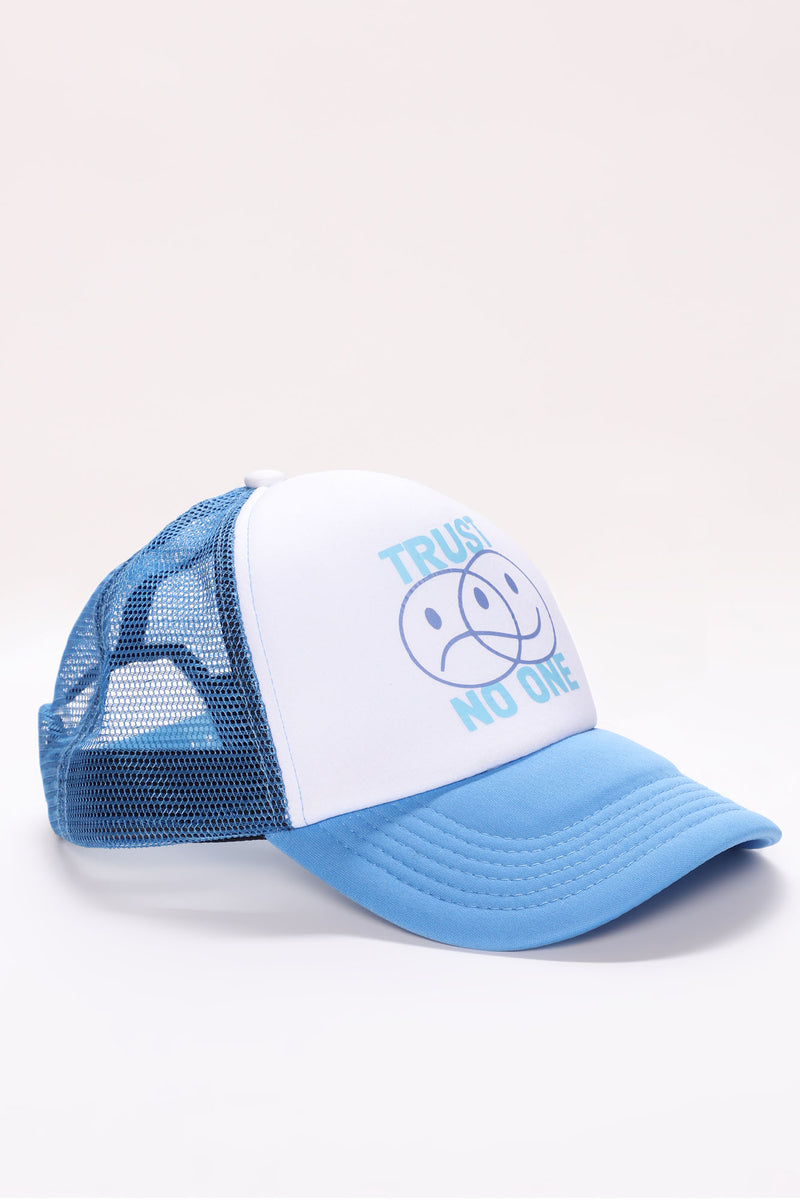 Trust No One Trucker Hat - White/Blue | Fashion Nova, Mens Accessories ...