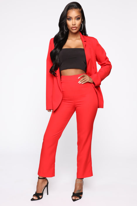Womens Payin' It Forward Blazer Set in Red size 1X by Fashion Nova