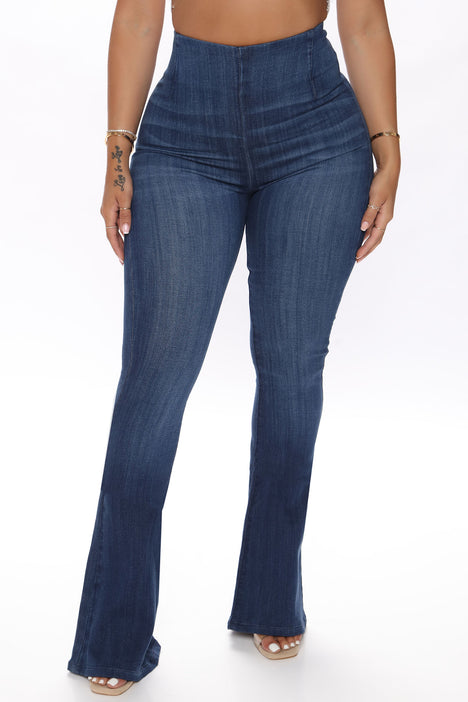 Valentina High Rise Flare Jeans - Medium Blue Wash, Fashion Nova, Jeans