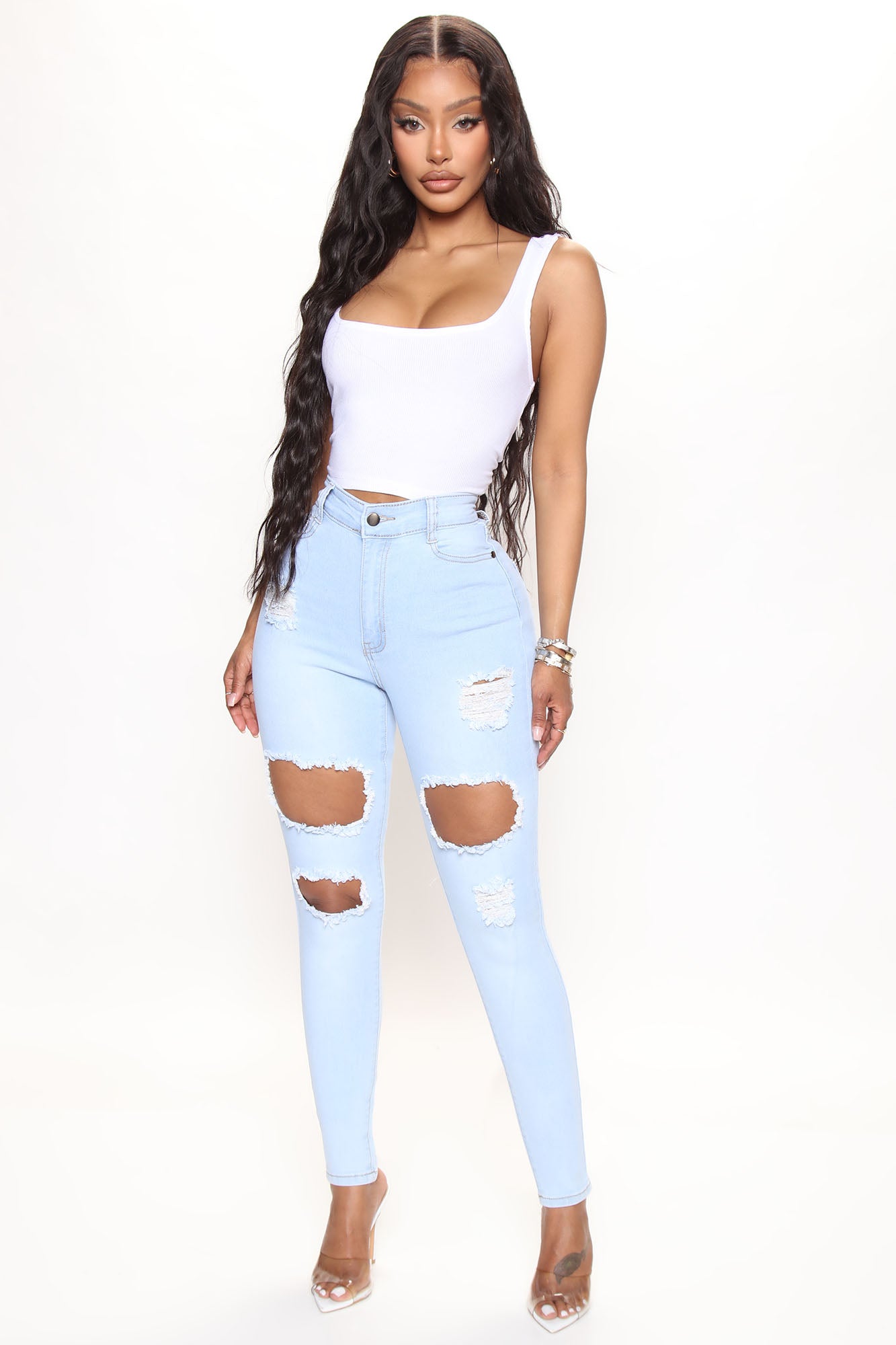 Fashion Nova Light Wash Relaxed Jeans for Women