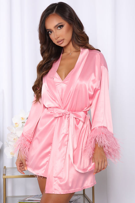 Softest Touch Feather Long Robe - Black
