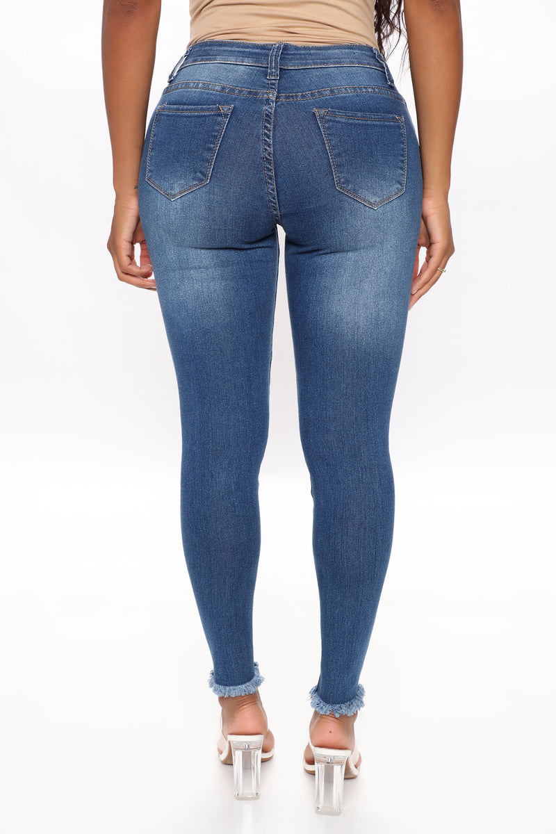 Alisha Distressed Mid Rise Skinny Jeans - Medium Blue Wash | Fashion ...